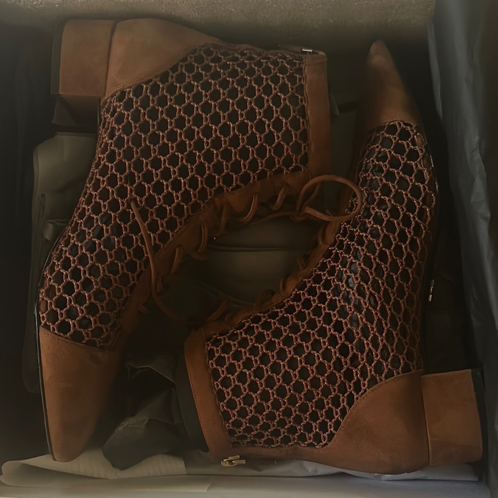 Brown Lace-Up Ankle Boots